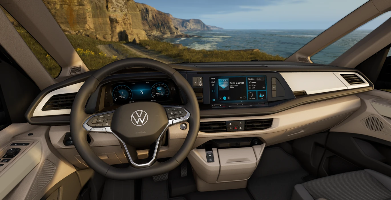 Volkswagen California Beach Tour 2.0 TDI 110kW 150CV DSG interior delantera | Total Renting